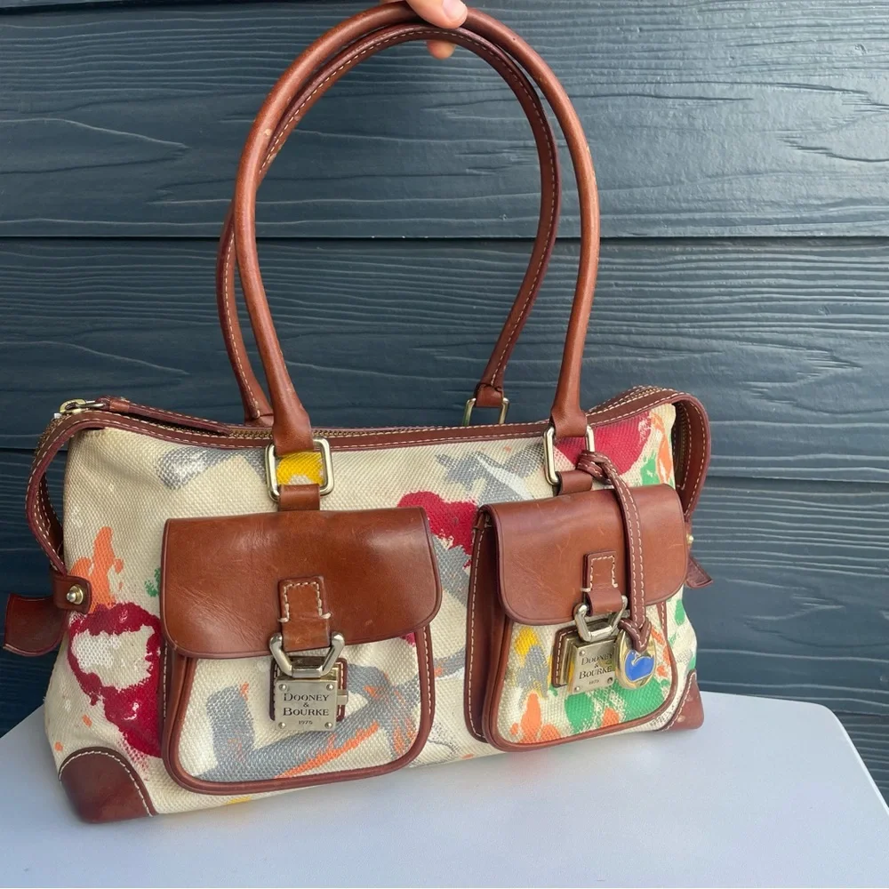 DOONEY & BOURKE Y2K Graffiti Shoulder Tote Pocket Bag Boston